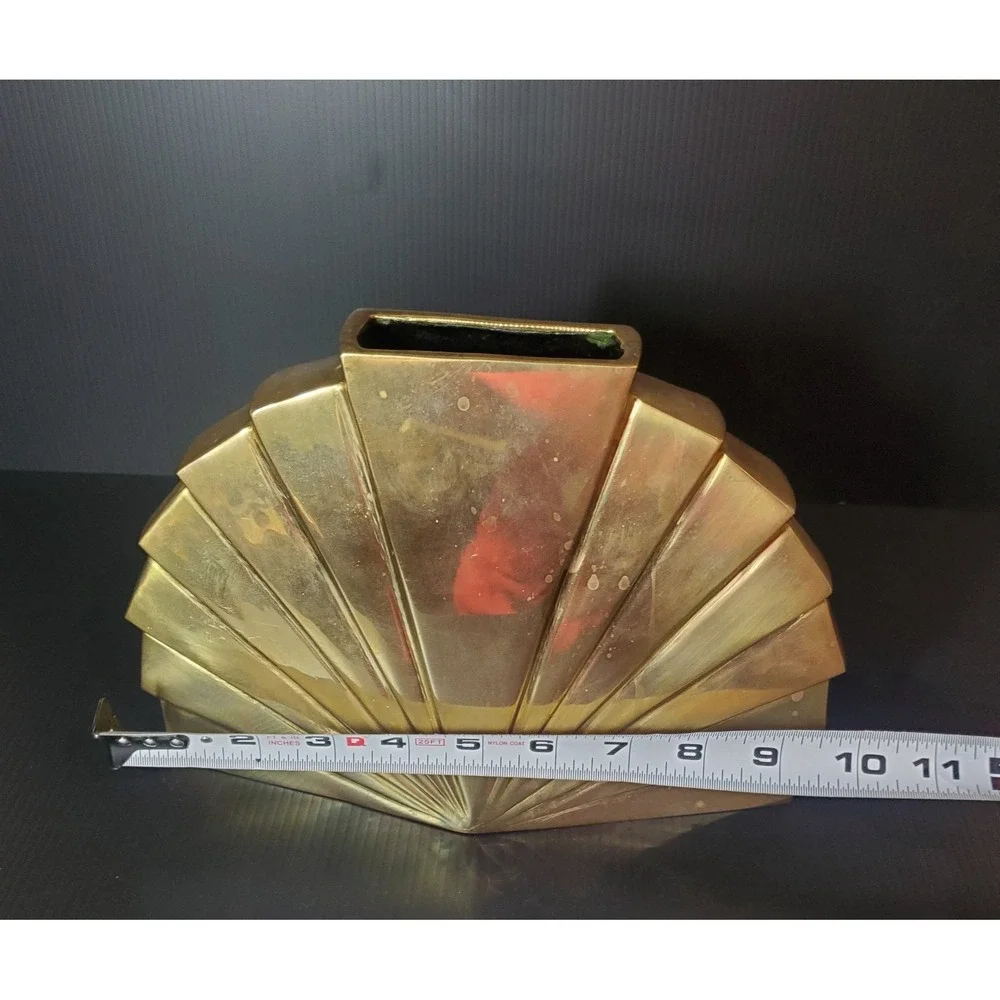 Rosenthal‎ Netter Brass Fan Vase Art Deco MCM 60s 70s 80s Hollywood Regency